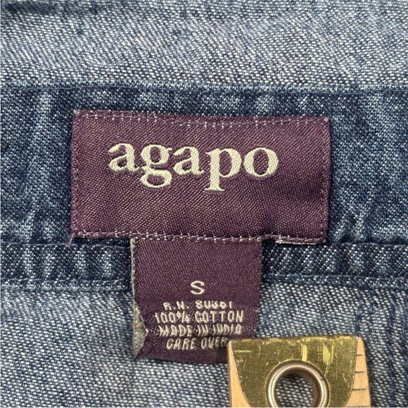 Agapo Denim Overalls Womens Small Blue Embroidered Flowers Butterfly Boho - Picture 10 of 13